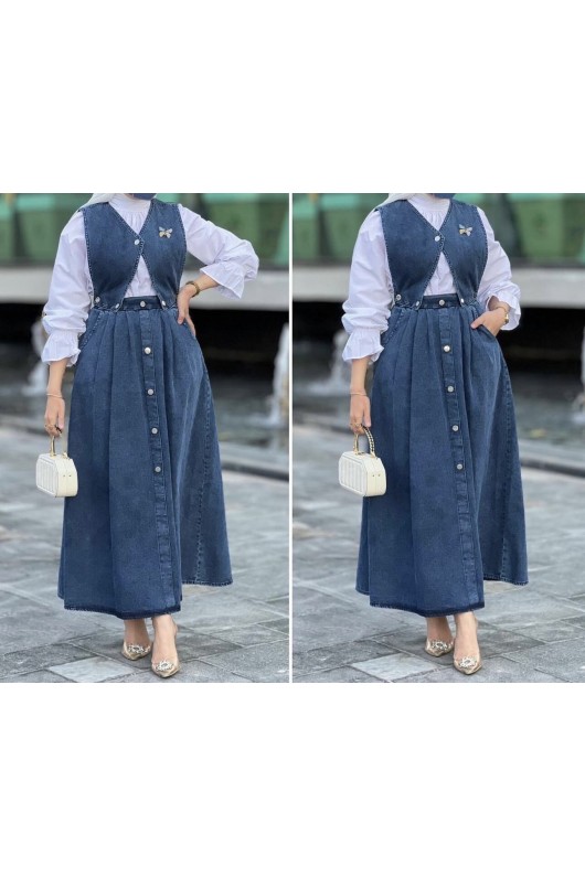 4498 - Tesettür Kot İkili Takım Mavi̇-K8 4498 - Tesettür Kot İkili Takım Mavi̇-K8