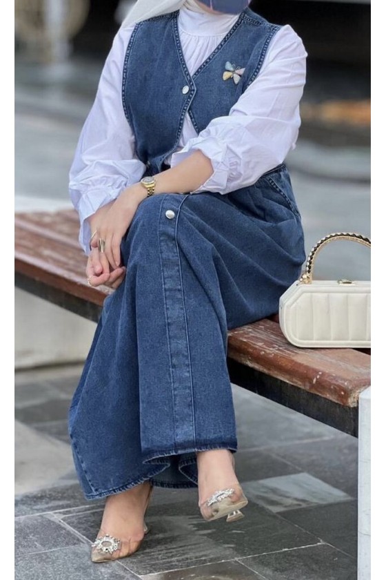 4498 - Tesettür Kot İkili Takım Mavi̇-K8 4498 - Tesettür Kot İkili Takım Mavi̇-K8