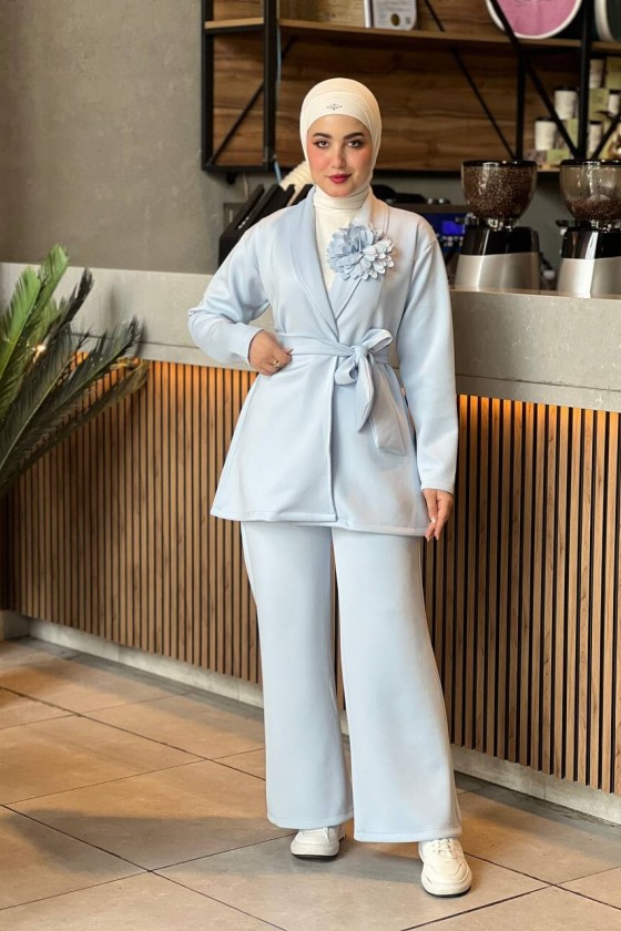 44105 - Tesettür İkili Takım Açık Mavi-K8