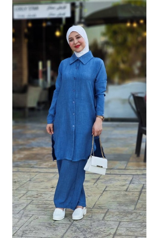 4471 - Tesettür İkili Takım Mavi̇-J3
