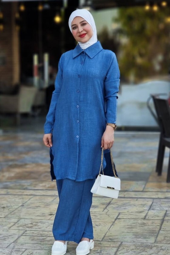 4471 - Tesettür İkili Takım Mavi̇-J3