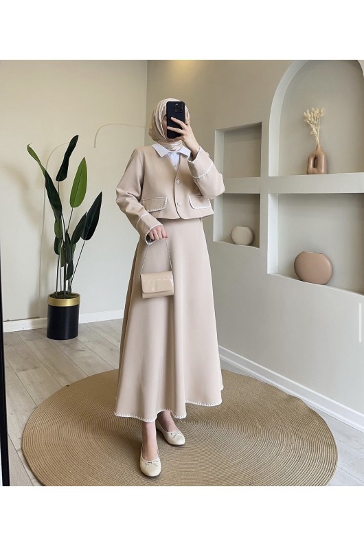 4492 - Tesettür İkili Takım Bej-K 6