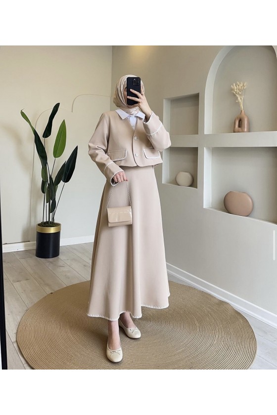 4492 - Tesettür İkili Takım Bej-K 6