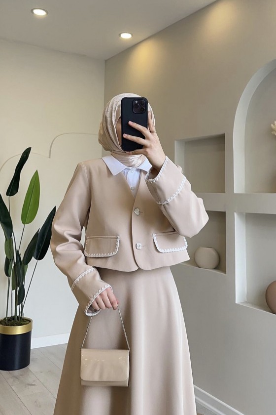 4492 - Tesettür İkili Takım Bej-K 6