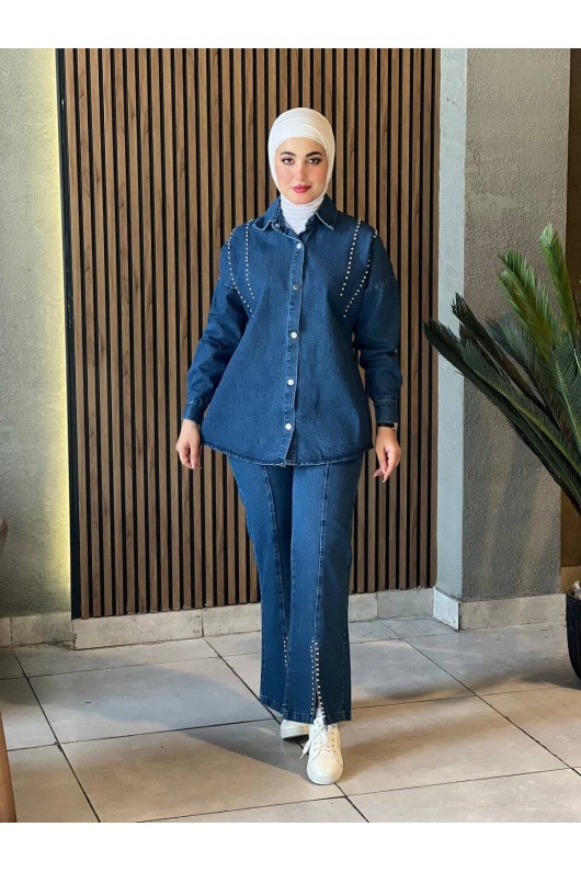 4426 - Kot Tesettür İkili Takım Mavi̇-K10 4426 - Kot Tesettür İkili Takım Mavi̇-K10