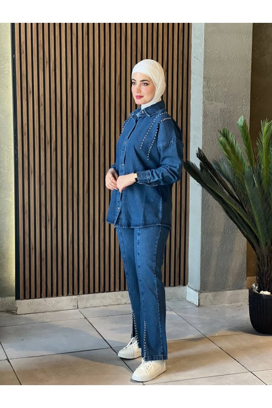 4426 - Kot Tesettür İkili Takım Mavi̇-K10 4426 - Kot Tesettür İkili Takım Mavi̇-K10