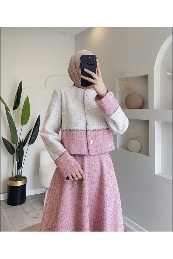 44101 - Tesettür İkili Takım Pembe-Z20