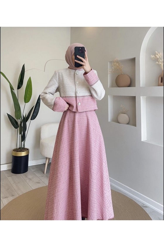 44101 - Tesettür İkili Takım Pembe-Z20