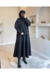 44112 - Scuba Kumaş Tesettür İkili Takım Si̇yah