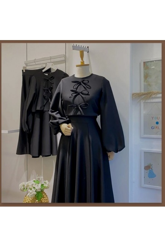 44125 - Tesettür İkili Takım Si̇yah