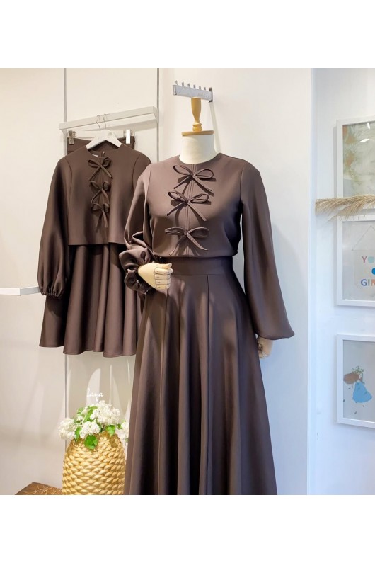 44125 - Tesettür İkili Takım Kahverengi̇ 44125 - Tesettür İkili Takım Kahverengi̇