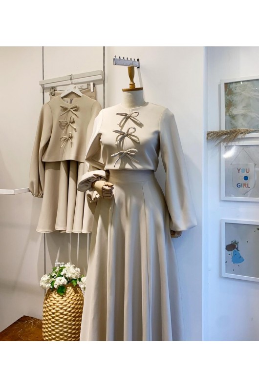 44125 - Tesettür İkili Takım Bej 44125 - Tesettür İkili Takım Bej