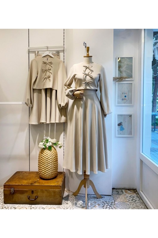 44125 - Tesettür İkili Takım Bej 44125 - Tesettür İkili Takım Bej