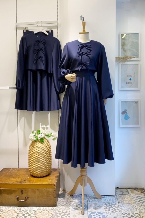 44125 - Tesettür İkili Takım Laci̇vert