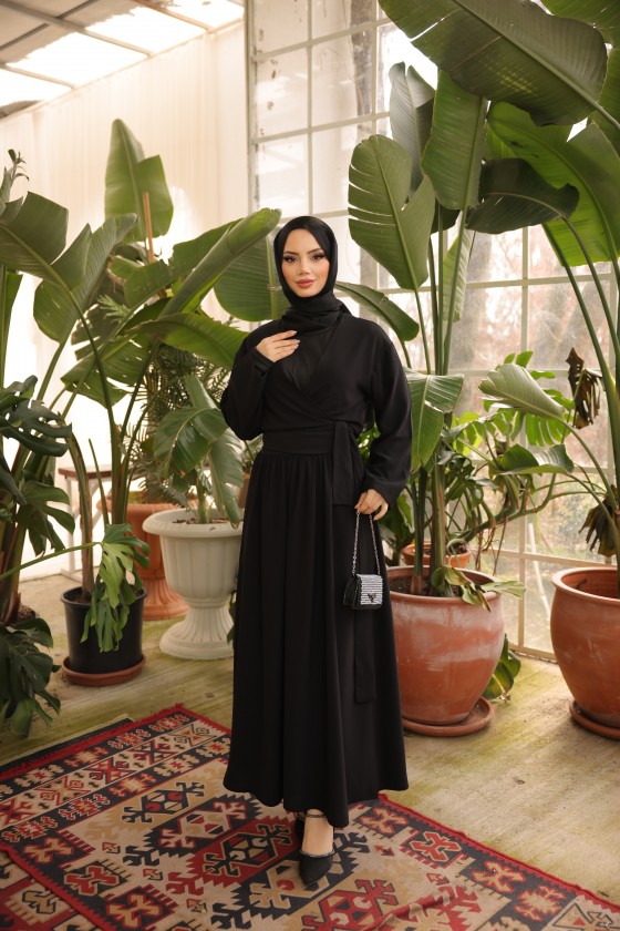 4502-Tesettür İkili Takım Si̇yah-L4