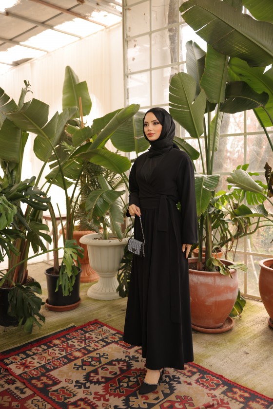 4502-Tesettür İkili Takım Si̇yah-L4