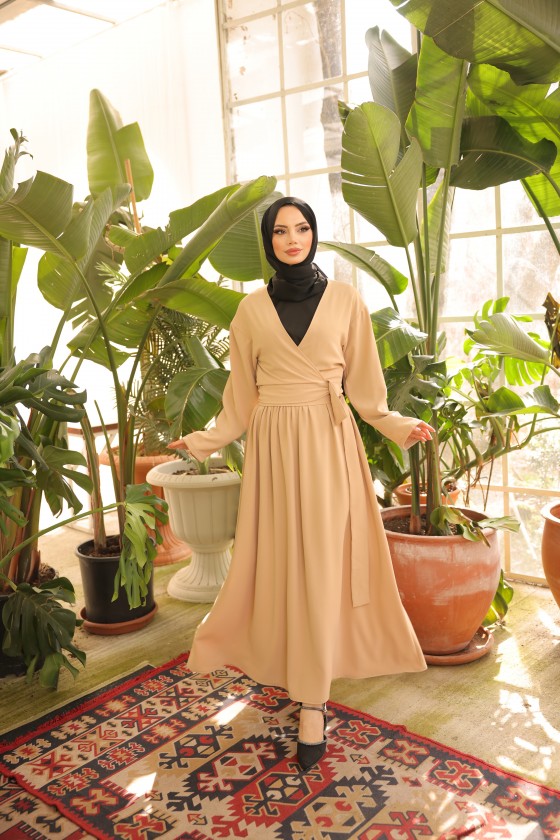 4502 -Tesettür İkili Takım Camel-L-4