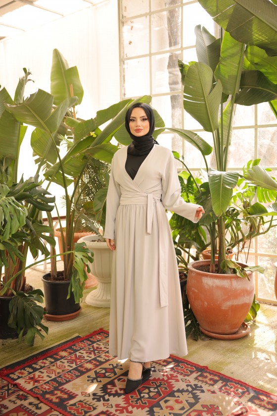 4502- Tesettür İkili Takım Bej-L-4