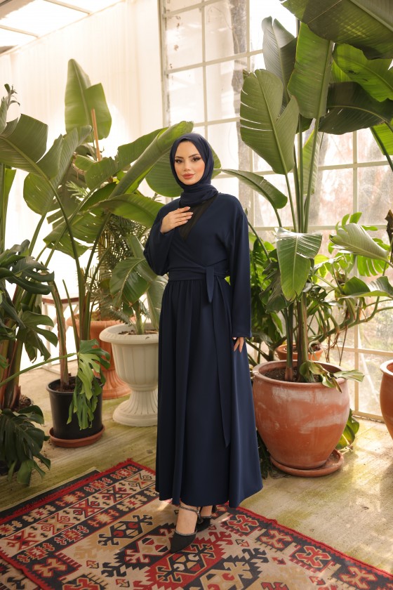 4502-Tesettür İkili Takım Laci̇vert -L-4