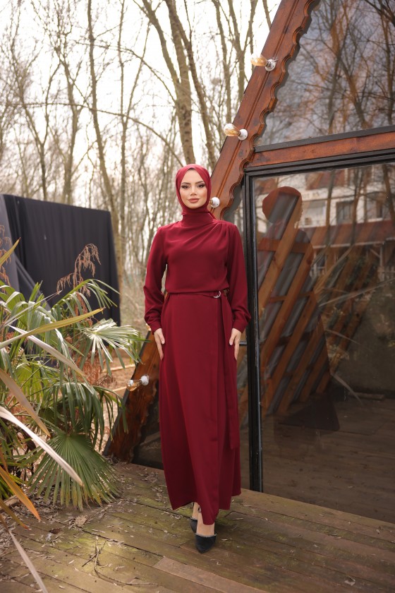 4509 -Kemerli Tesettür Elbise-L2