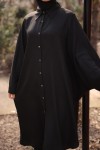 4503  Keten Uzun Tunik Si̇yah-J-7