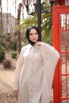 4503  - Keten Uzun Tunik Bej- J-7