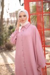 4503  Keten Uzun Tunik Pembe-J-7