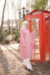 4503  Keten Uzun Tunik Pembe-J-7