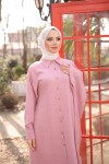 4503  Keten Uzun Tunik Pembe-J-7