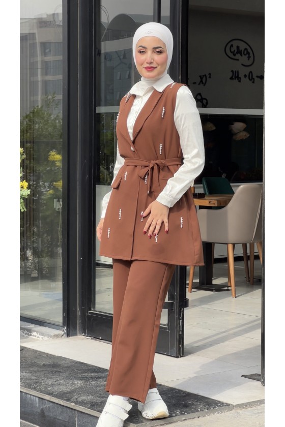 44110 - Tesettür İkili Takım Kahverengi̇-K8 44110 - Tesettür İkili Takım Kahverengi̇-K8