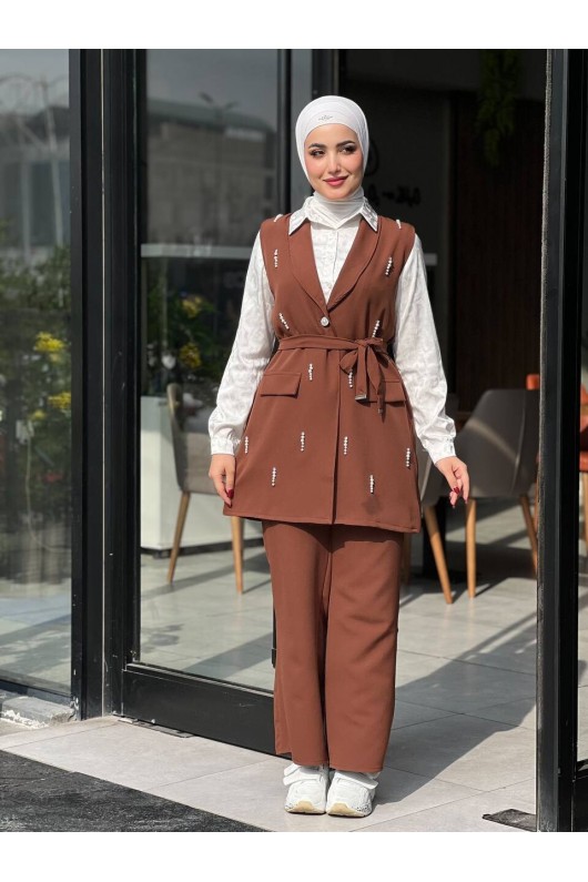 44110 - Tesettür İkili Takım Kahverengi̇-K8 44110 - Tesettür İkili Takım Kahverengi̇-K8