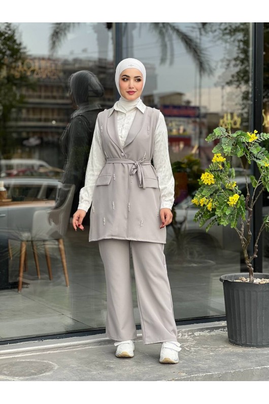 44110 - Tesettür İkili Takım Bej-K8 44110 - Tesettür İkili Takım Bej-K8