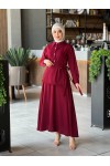 4517 - Krep Kumaş İkili Tesettür Takım Bordo-L7 4517 - Krep Kumaş İkili Tesettür Takım Bordo-L7