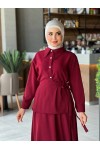 4517 - Krep Kumaş İkili Tesettür Takım Bordo-L7 4517 - Krep Kumaş İkili Tesettür Takım Bordo-L7