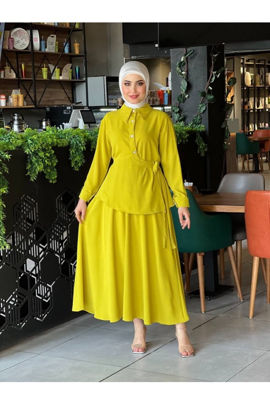 4517 - Krep Kumaş İkili Tesettür Takım Yağ Yeşili-L7 4517 - Krep Kumaş İkili Tesettür Takım Yağ Yeşili-L7