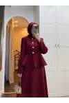 4521 - Krep Kumaş İkili Tesettür Takım Bordo-A6