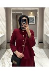 4521 - Krep Kumaş İkili Tesettür Takım Bordo-A6