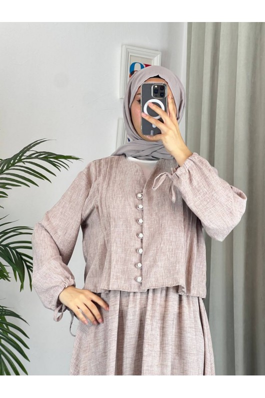 2240 - Keten Kumaş Tesettür İkili Takım Bej 2240 - Keten Kumaş Tesettür İkili Takım Bej