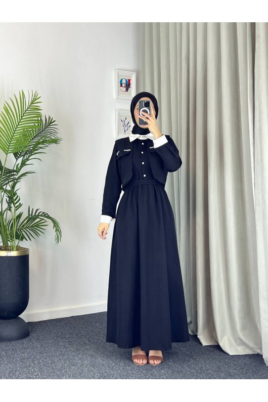 2522 - Tesettür İkili Takım Si̇yah-M3 2522 - Tesettür İkili Takım Si̇yah-M3