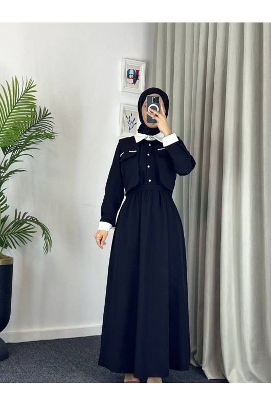 2522 - Tesettür İkili Takım Si̇yah-M3 2522 - Tesettür İkili Takım Si̇yah-M3