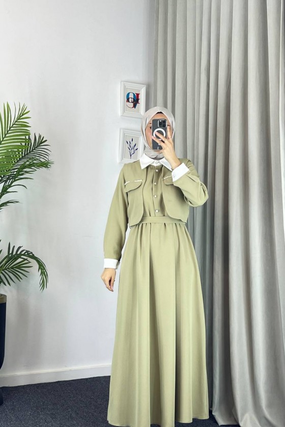 2522 - Tesettür İkili Takım Haki̇-M3