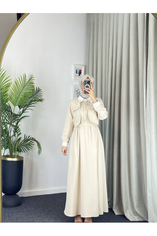 2522 - Tesettür İkili Takım Bej-M3 2522 - Tesettür İkili Takım Bej-M3