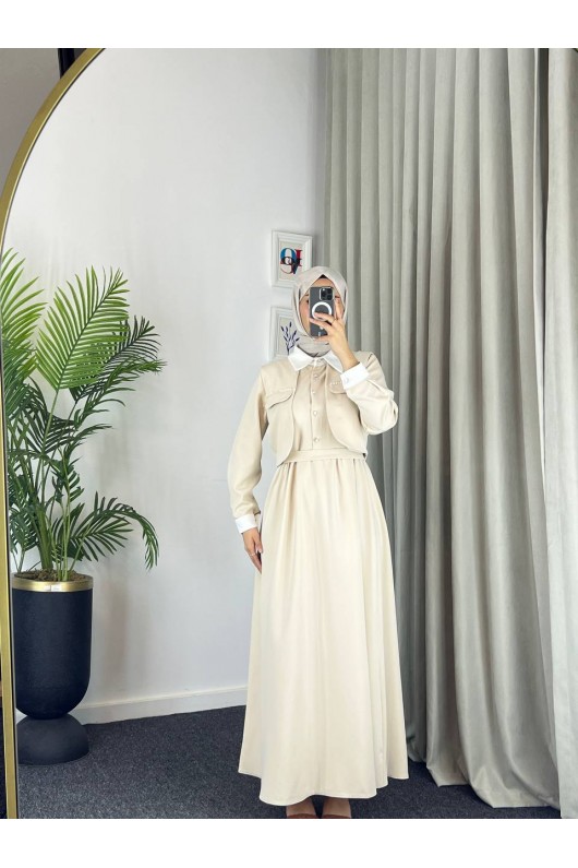 2522 - Tesettür İkili Takım Bej-M3 2522 - Tesettür İkili Takım Bej-M3