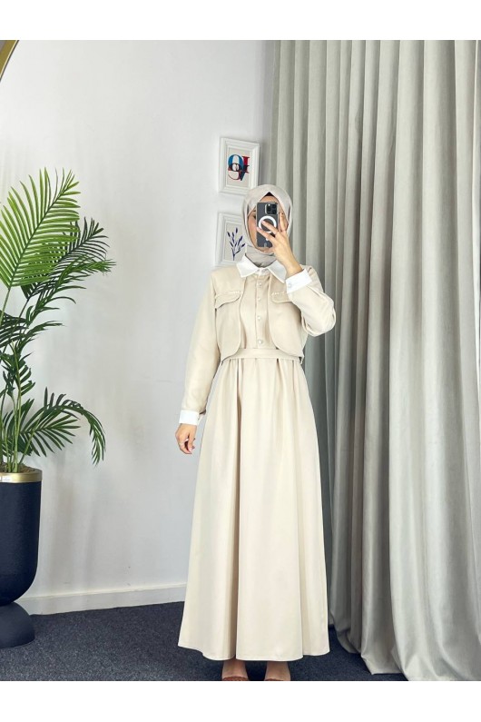 2522 - Tesettür İkili Takım Bej-M3 2522 - Tesettür İkili Takım Bej-M3