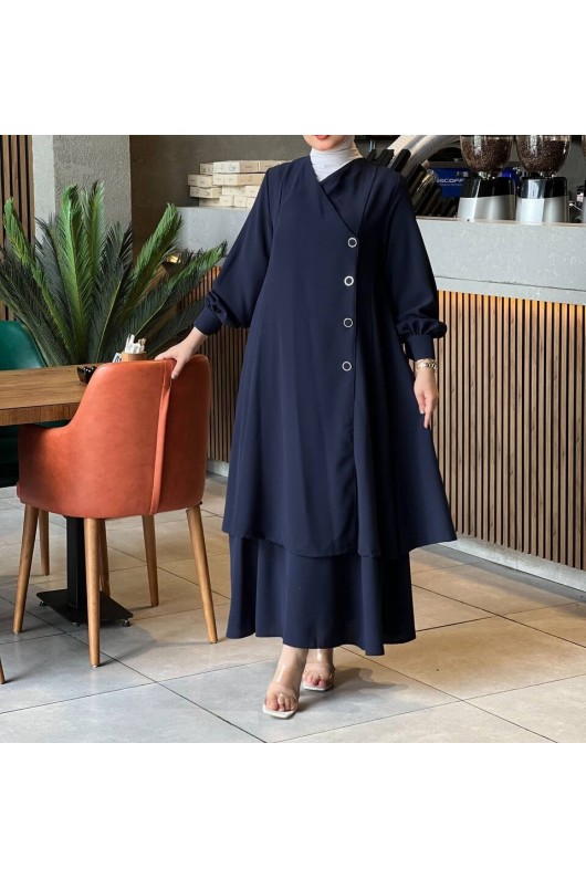 4530 - Etekli Tesettür İkili Takım Laci̇vert-Z16 4530 - Etekli Tesettür İkili Takım Laci̇vert-Z16