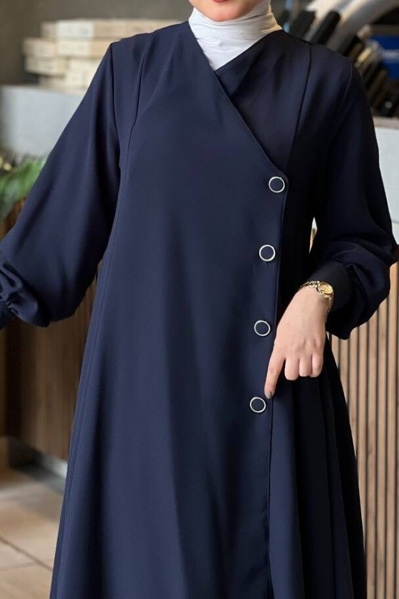 4530 - Etekli Tesettür İkili Takım Laci̇vert-Z16