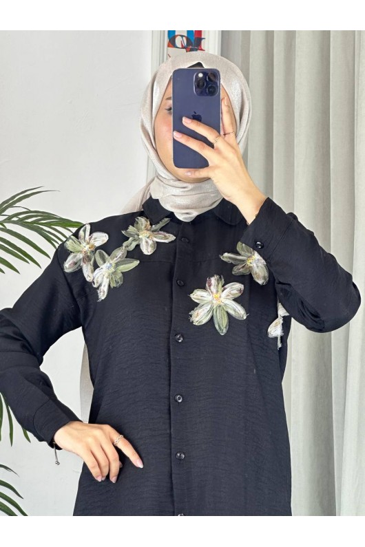 7756 - Keten Tesettür İkili Takım Si̇yah-Z1 7756 - Keten Tesettür İkili Takım Si̇yah-Z1