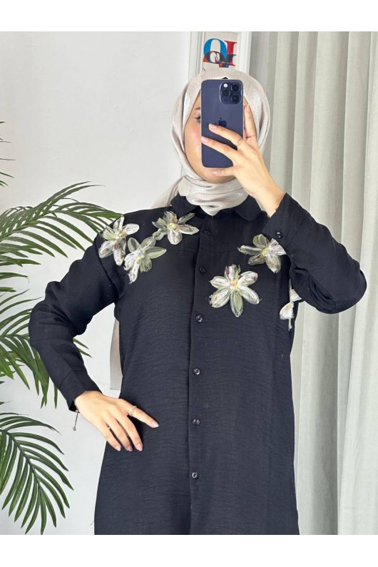 7756 - Keten Tesettür İkili Takım Si̇yah-Z1 7756 - Keten Tesettür İkili Takım Si̇yah-Z1