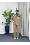 7756 - Keten Tesettür İkili Takım Bej-Z1 7756 - Keten Tesettür İkili Takım Bej-Z1