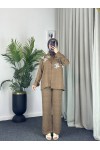 7756 - Keten Tesettür İkili Takım Bej-Z1 7756 - Keten Tesettür İkili Takım Bej-Z1